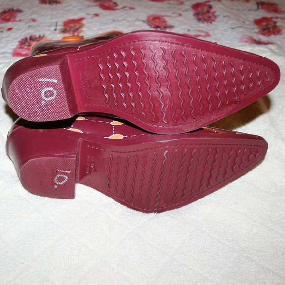 STADIUM STOMPERS BURGANDY & ORANGE COWGIRL BOOTS - Picture 5 of 10